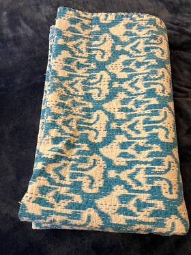 Gdrs0207 Handmade Indian Ikat Print Kantha King Bedspread Boho Cotton Blanket