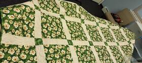 Patchwork01 Handmade Luxury Cotton Quilt Queen Size 86x97. Floral Machine Quilted L K
