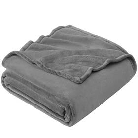 Hsus25pbkasc03fu Hansleep Fleece Grey Full Blanket Super Soft 84x90 Inches