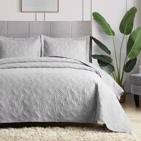 Us20pqbaf1abki Hansleep Grey Quilt King Size - Diamond Ultrasonic All Season Bedspread