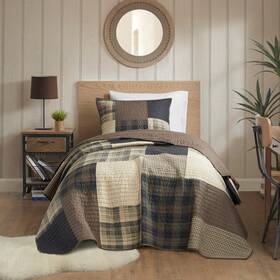 Happy Senior 022164290035 Winter Hills Oversized Cotton Quilt Set Tan Color
