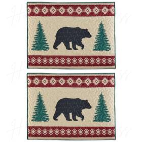 73265 Hdfl 3pc Rustic Woodland Bear Wildlife Forest Cabin Bedspread Quilt Set With Shams F/q