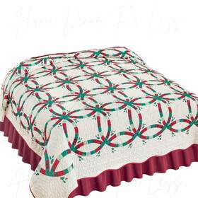 73525 Hdfl 3pc Christmas Wedding Ring Patchwork Holiday Bedspread Quilt Set With Shams King
