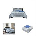 He14550 Queen Quilt Set Piece Taya Blue Rustic Bedding 086569919199