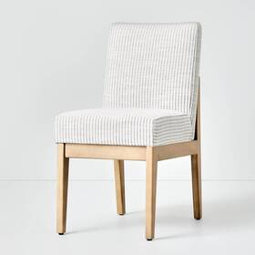 81884894 Hearth & Hand W/magnolia Furniture Upholstered Natural Wood Slipper Dining Chair Microstripe Gray/cream -