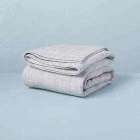 83030459 Hearth & Hand With Magnolia Full/queen Heathered Quilt Faded Blue - And