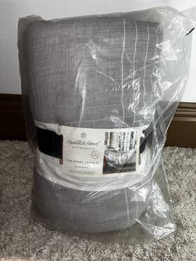 86250244 Hearth & Hand With Magnolia New Queen Microstripe Matelass Coverlet Jet Gray - And