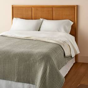 87527061 Hearth & Hand With Magnolia Full/queen Microstripe Matelass Coverlet Sage Green - And