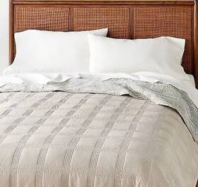 88503206 Hearth & Hand With Magnolia Full/queen Grid Stitched Quilt Taupe And 88x92 Inch