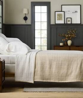 89972729 Hearth & Hand With Magnolia And By King Textured Quilt Coverlet Beige