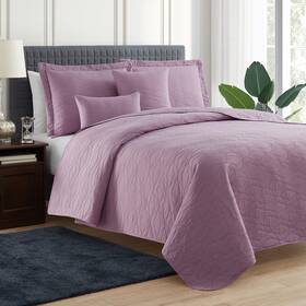 B0f2glq2cd Hearth & Harbor And King Size Quilt Set - All Season Coverlet Pinsonic Weave Burgun