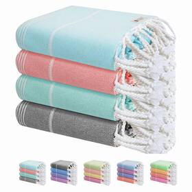69875 Heirloom Comfort Turkish Beach Towels Set Of 4 40x71 Inches Oversized 100% Cotton Lightwei