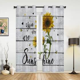 Herbed 074477453463 Bedroom Blackout Curtains You Are My Sunshine Sunflower And Bee On Rustic Woo