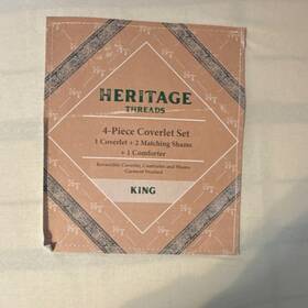 1843276 Heritage Threads King 4-piece Beige Striped Coverlet Set Machine Washable