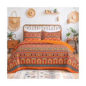 Heymybed 702103227222 Boho Quilt Set King Size Bohemian Striped Bedspread Coverlet 3 Pi... Fast Ship