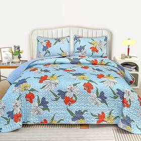 Heymybed 716151858048 Boho Floral Quilt Set King Size 3 Pieces Blue Bedspread Coverlet Wi