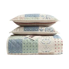 Hiend Accents Ih2467qs-qn-oc Patchwork Paisley Western Country Farmhouse Reversible Twin 2 Pc Quilt Set