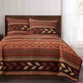 Qw1009-kg-oc Hiend Accents Broken Arrow Reversible Quilt Set Southwestern Paseo Road King