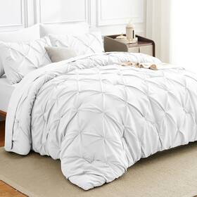 Himeet 977095912218 King Comforter Set 7 Pieces Bed In A Bag White Luxury Soft Size