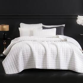 Cahshfb2401cpqec001 Hisnug Luxury Velvet Quilt Set Queen Size - Lightweight Full/queen 92 Inch X92 White