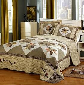 Hnnsi 603097604948 Cotton Luxury Patchwork Design Quilt Bedspread Sets Queen Size 3 Pieces Co