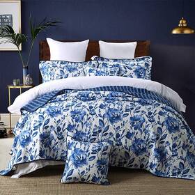 Hnnsi 603097605525 Blue And White Porcelain Cotton Quilt Bedspread Sets Queen Size 3 Pieces Ch Inch