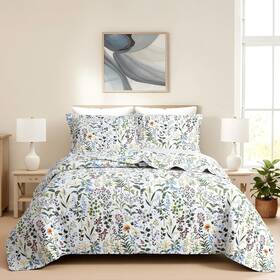 Home 445005867853 Quilt Queen Size 100% Cotton - Soft Lightweight Bedding Set Floral Patter