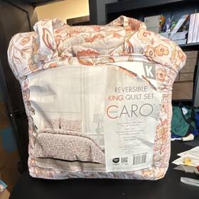 1383424 Home Caro King 3-piece Reversible Quilt Set Floral 100% Cotton Face
