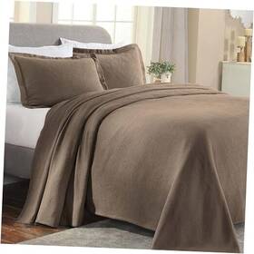 Home City Inc. 190052020160 Paisley 3 Piece Cotton Bedspread Set Bed Decor Decorative King Taupe