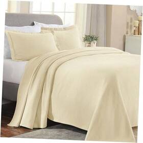 Home City Inc. 190052020313 Paisley 3 Piece Cotton Bedspread Set Bed Decor Decorative Twin Ivory