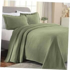 Home City Inc. 190052354951 Paisley 3 Piece Cotton Bedspread Set Bed Decor Decorative King Sage - Z