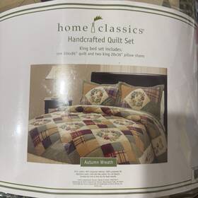6964-302 Home Classics Handcrafted Quilt Set - Autumn Wreath King Patchwork Shams