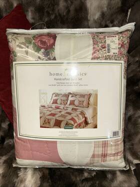 Home Classics 734737054202 Kohls Pink/floral Full/queen Handcrafted Quilt Spread/2 Shams Set