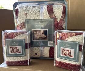 Home Classics 754605284135 Heirloom Full Queen Quilt Pillow Shams Bed Set Scarlet New