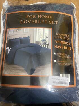 Home Collection 665752490808 Linen 3 Piece Over Size Embossed Solid Coverlet Bedspread New # Veronica