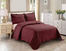 Home Collection 665752499368 3pc Full/queen Over Size Elegant Embossed Bedspread Set Light