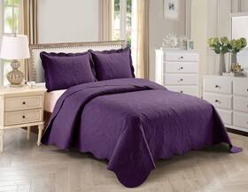 Home Collection 665752499528 Over Size Elegant Embossed Bedspread Set King/california King Dark Purple