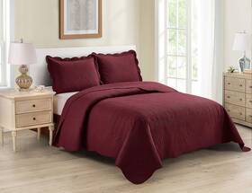 Home Collection 665752499788 3pc Full/queen Over Size Luxury Embossed Bedspread Set Light Weight Solid Bur