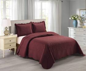 Home Collection 665752500118 3 Piece Over Size Embossed Solid Color Coverlet Bedspread New