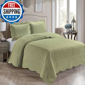 B083g5y3gw Home Collection 3 Piece Over Size Embossed Solid Color Coverlet Bedspread