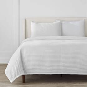 1007 Home Decorators Collection 041808004500 3-piece White Textured Cotton King Coverlet Set