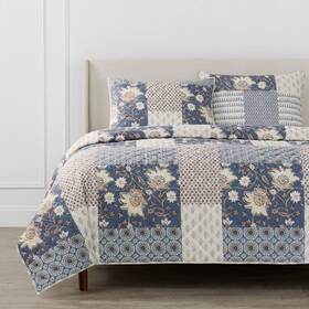 A030623blnfs Home Decorators Collection Ansley Washed Denim Patchwork King Cotton Quilt Set