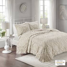 Mp13-7125 Home Essence Amber 3 Piece Tufted Cotton Bedspread Set King/cal King Taupe