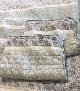 154338 Home Fashions Dist. Bedspread 90 Inch Sq. Standard Pillow Shams 3 Piece Set Blues And White Paisley Floral