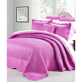 Home Soft Things 683405505204 Bnf Oversized Matte Satin 4-piece Bedspread Set Rose Purple King 120 Inch X 12