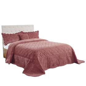 Home Soft Things 731236415947 Oversized King 4 Piece Faux Fur Quilted Tatami Bedspread Bed