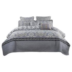 B01gsucwj2 Home Soft Things Printed Microfiber 7 Piece Quilt Set King Size 102 X 90 Bed