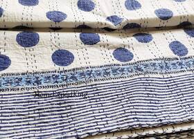 Hek0066 Homeexportking Bohemian Polka Dot Kantha Quilts Indian Print Throw Blanket Bohemia