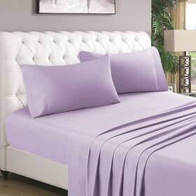 D01v151n Homeideas 4 Piece Bed Sheets Set Full Light Purple 1800 Bedding Soft Brus