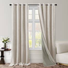 Ht01v395oi-96 Homeideas Beige Full Blackout Velvet Curtains 52 X 96 Inch Ivory Room Darkeni